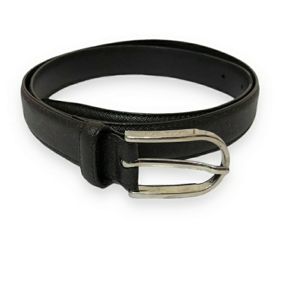 BROOKS BROTHERS Dark Brown Saffiano Leather Belt